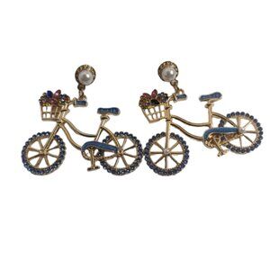 NWOT Whimsical Bicycle Rhinestone Earrings‎ – 1.75” Korean Style